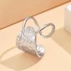 Asymmetrical Texture Design Adjustable Gold-Plated Stainless Steel Open Ring