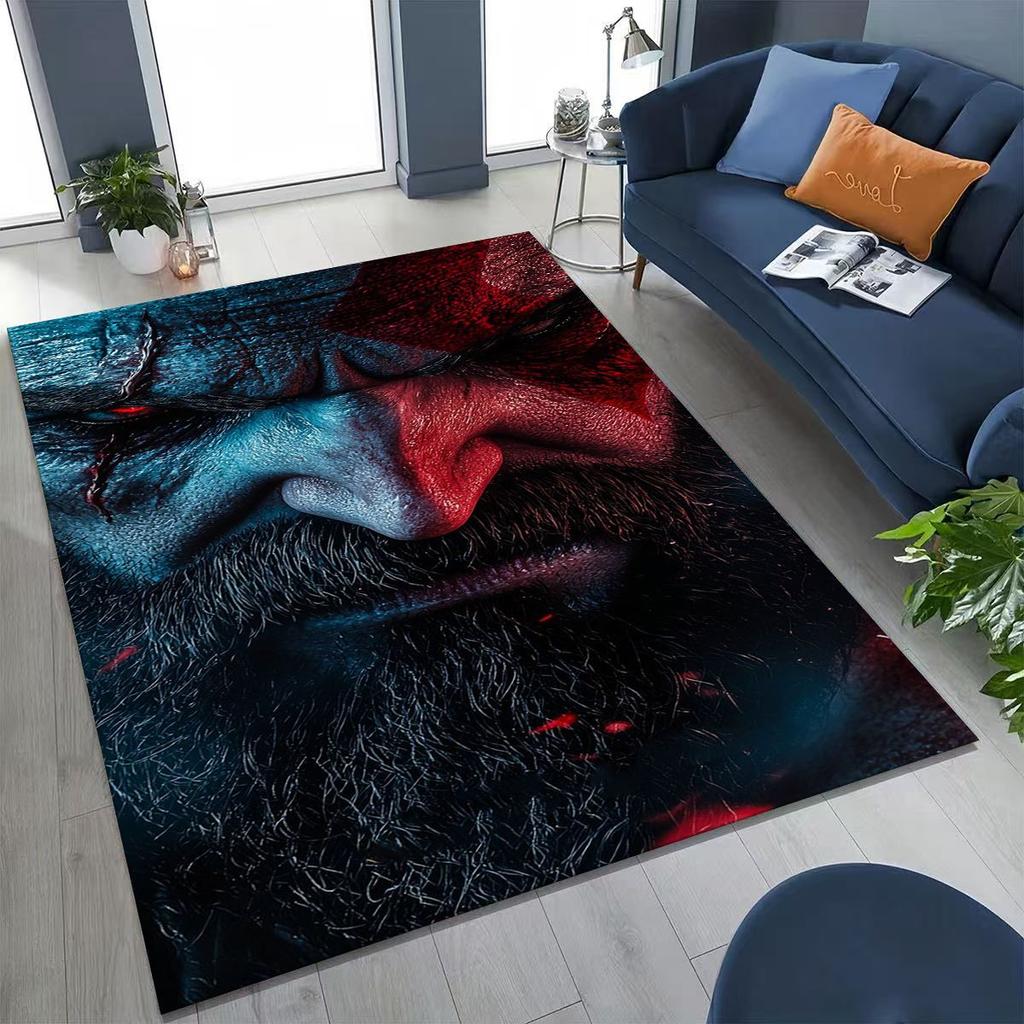 Tappeto Classici God of War Kratos Gioco 3A Tappeto per Giocatori per Camera da Letto Soggiorno Divano Casa Zerbino Decorazione, Tappetino Antiscivolo Grande per Giochi per Bambini