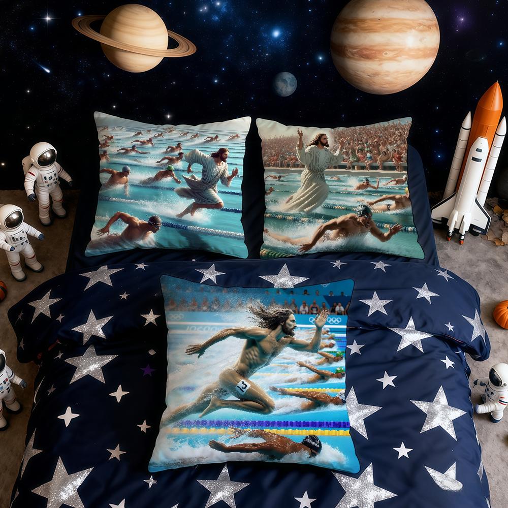 Cool Jesus Swimming cushion cover Home Office Convenient Nordic Simplicity Hit With Zipper Cushion Cover