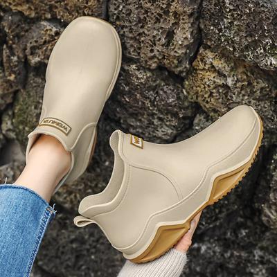 Men's Rain Shoes Short Tube Outdoor Motorcycle Moisture Waterproof Shoes Thick Sole Rubber Shoes Women's 2024