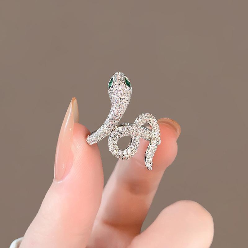 Super Blitz Zirkon Schlangen offener Ring Nische Kreative Ohrringe Mode Kalter Stil Personalisierte Ohrringe Damen