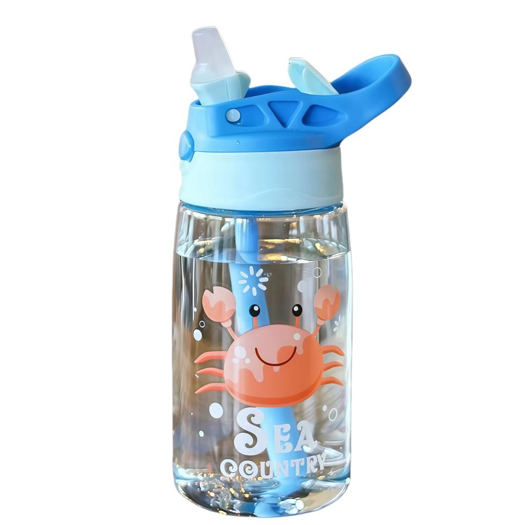 480ML Kids Handheld Portable Cartoon Pattern Water Sippy Cup Feeding Cup with Straws Leakproof Bottle For Outdoor Sports