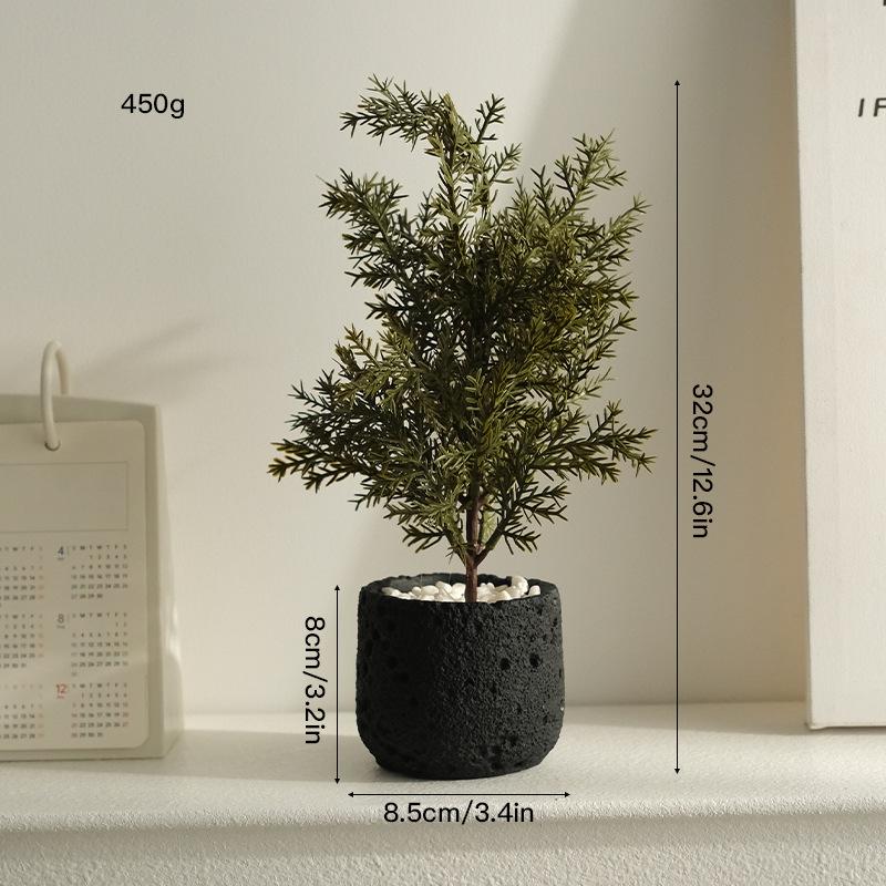 Decorative Artificial Potted Plant Small Size, Nordic Style Faux Green Bonsai for Indoor Desk Decor