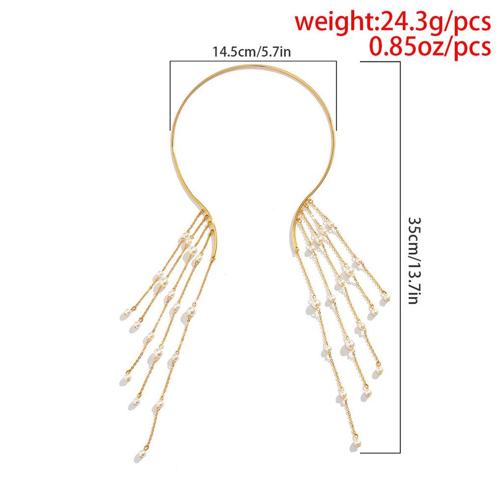 European & American Acrylic Tassel Choker with Faux Pearl Pendant