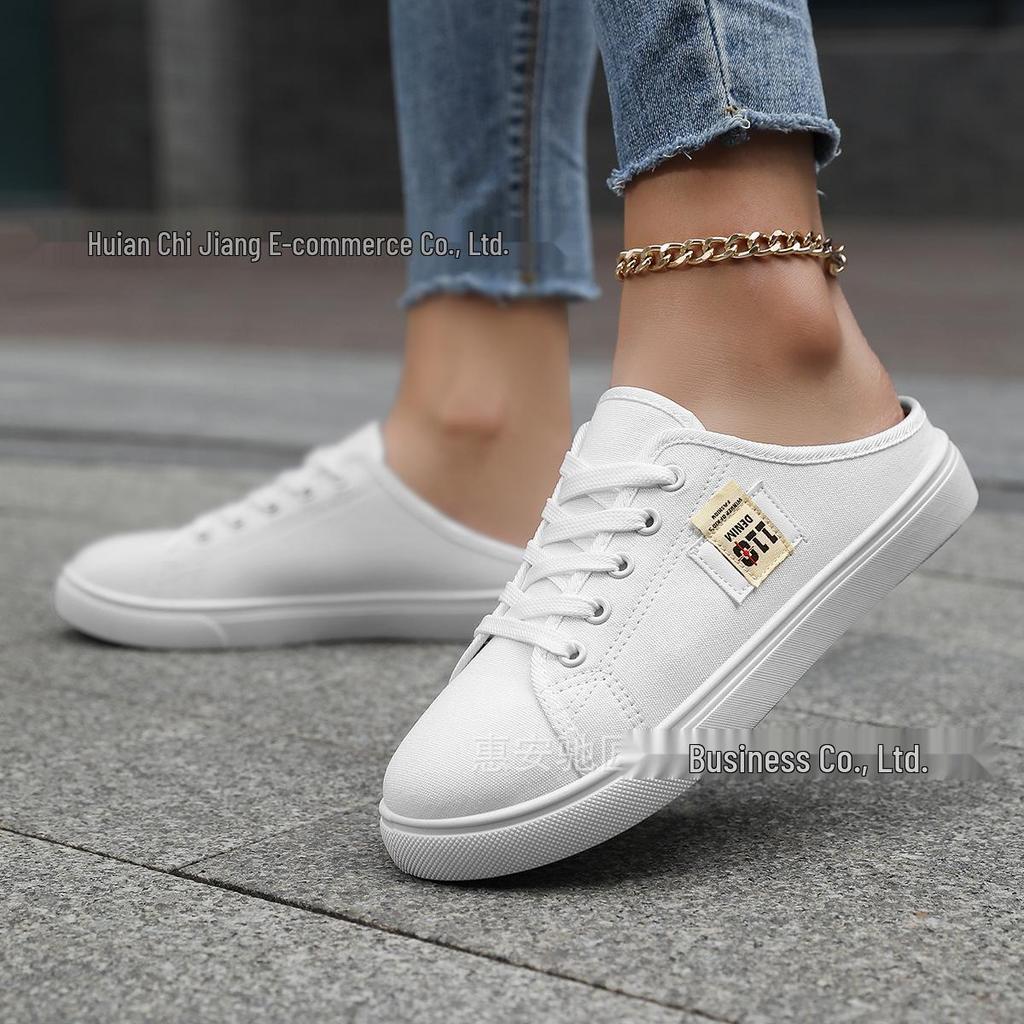 Spot Canvas Slip-On Spring White Flat Shoes