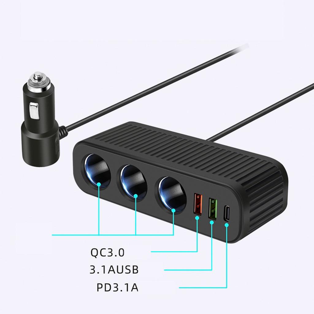 Car Charger Adapter 3 Socket Splitter with Safety Features 3 Way Car Power Outlet Adapter Upgrades for Multiple Devices