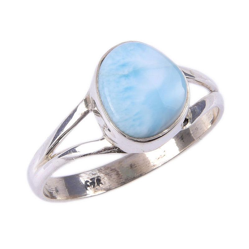 Natural Republic Larimar Gemstone 925 Solidny pierścionek prezentowy ze srebra próby 925 S.9 j3m03