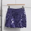 Minigonna A-line scintillante con strass, vita alta, stile industria pesante europea e americana - Stile Nightclub