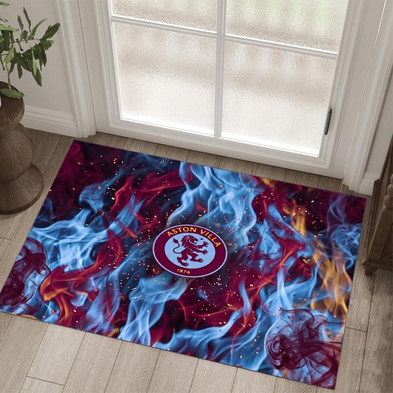 Aston Villa Football Design Crystal Velvet Carpet Cozy Non?Slip Printed Rug For Bedroom Living Room Entrance
