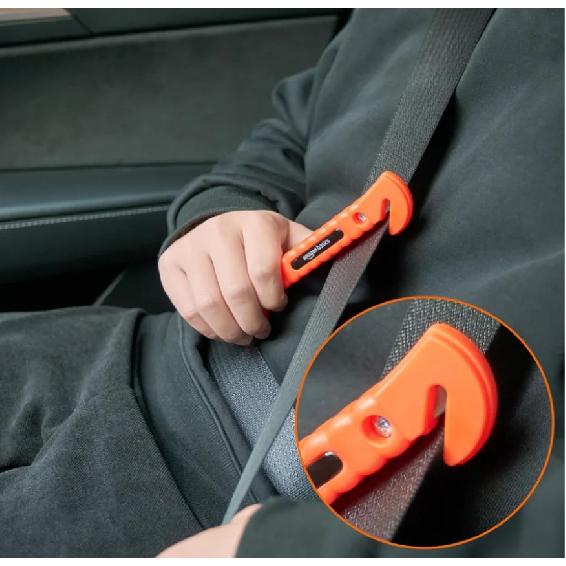 Emergency Escape Tool, Car Safety Hammer w/ Protective Bracket, Bright Orange