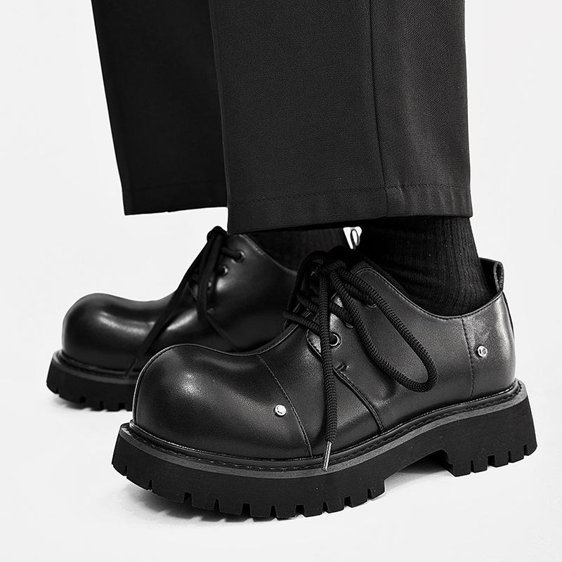 

Men s leather shoes Classic trendy designer styles Leisure Party Outdoor street walking Thick soled youth quality shoes 44 чёрный