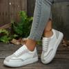 Fashion Fashion Mix Color Lace Up Flat Skate Shoes Women 2025 Autumn Round Toe Soft Thick Bottom Sneakers Comfort Non Slip Sports Shoes
