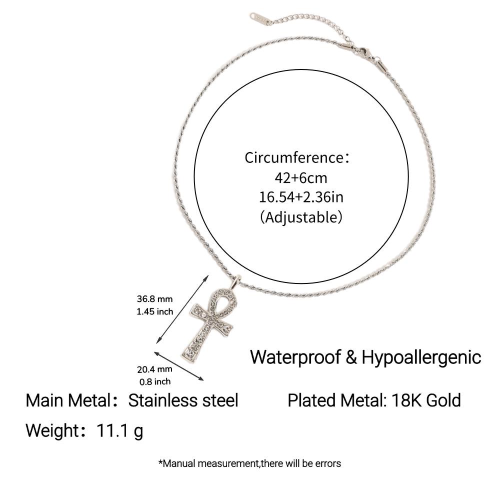 

Yingtai Polished Stainless and Titanium Steel Cross Necklace, 18k Gold Plated, European & American Style for Summer Women