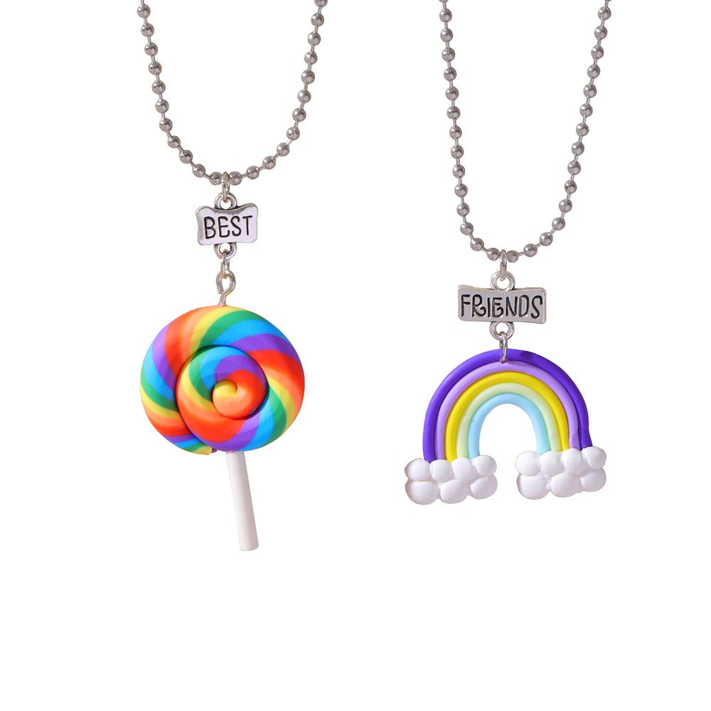 15 Stil Polymer Clay Anhänger Best Friends Halsketten Set BFF Fimo Regenbogen Lutscher Eiswaffeln Anhänger Perlen Kette Kinder Geschenk