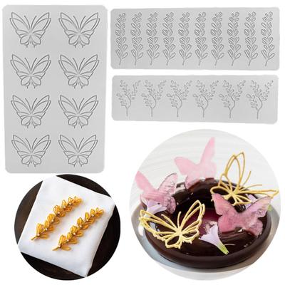 Fondant Pad Non-sticky Easy To Demould DIY Food Grade Silicone Feather/Leaf/Geometric Chocolate Mould Cake