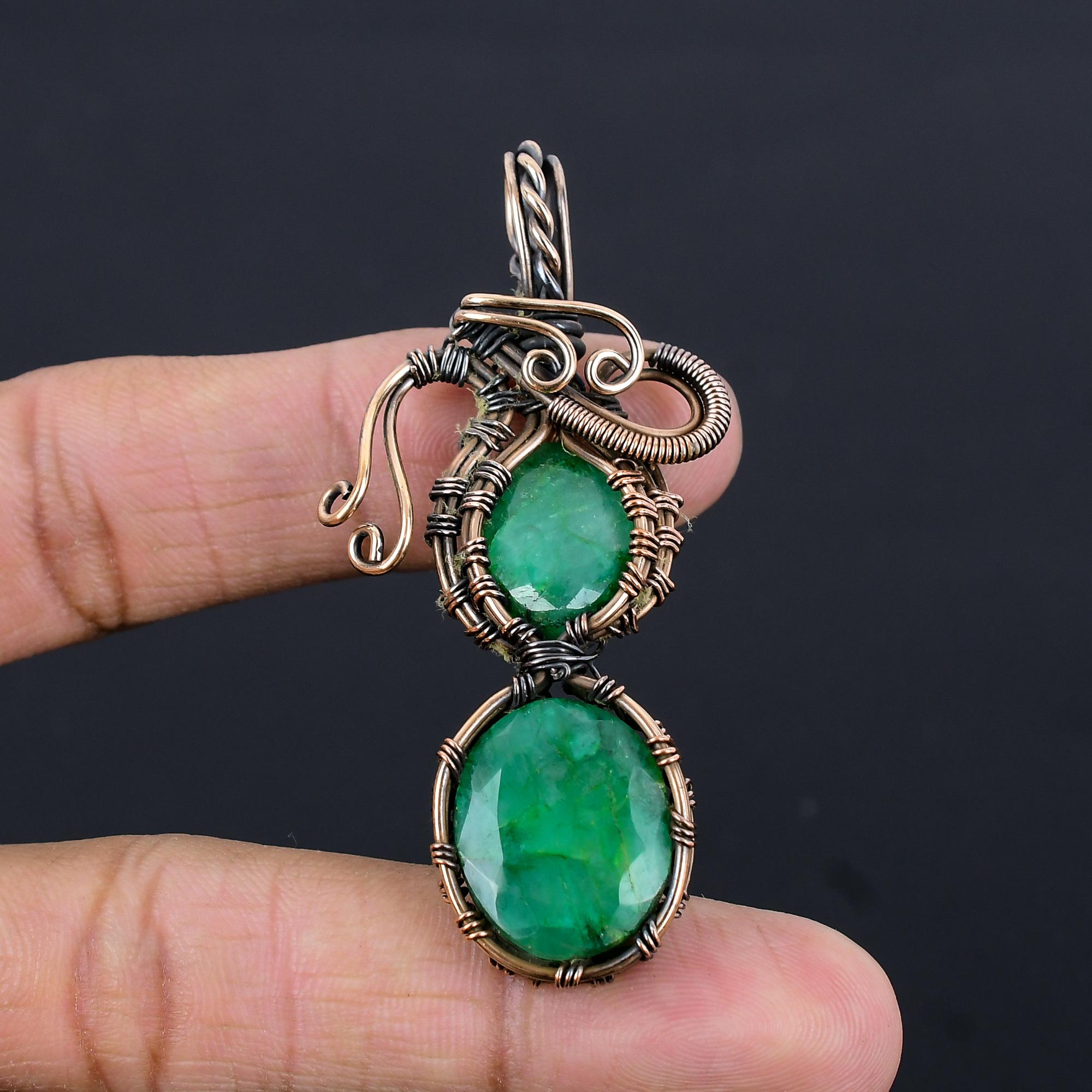 

Изумрудная подвеска, Подвеска из медной проволоки 999 пробы, Ювелирные изделия с драгоценными камнями, Подвеска ручной работы, Потрясающие украшения, Подарок для нее 2.55 Inches