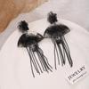 Silver Needle Chinese Ink Painting Flower Tassel Earrings: Light Luxury, High-End Qipao Accessories for Women