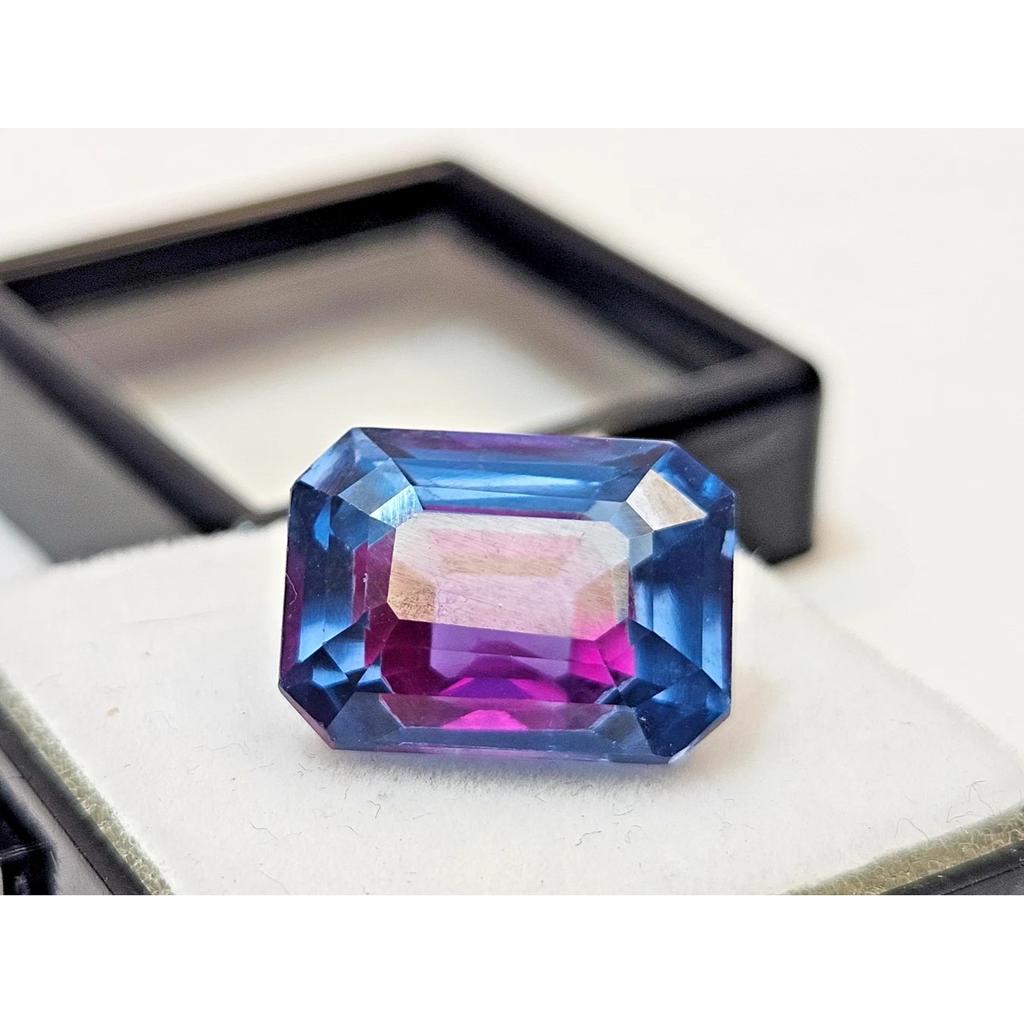 Natural Pitambari Sapphire Bi-Color 13-14 Ct Emerald Cut Fabulous Gemstone