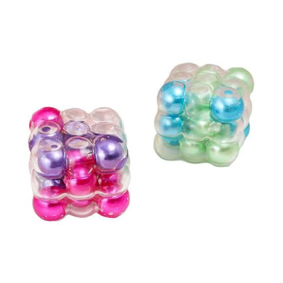 Crunchy Stress Cube for Anxiety Relief, Bead Filled Squeeze Cube Toy, Anti-anxiety Pinch Sensory Toy, Decompression Gadgets