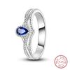 Rings For Women 925 Silver Heart Shaped Cross Crown Rings Sparkling Colorful Zircon Wedding Engagement Jewelry Gifts