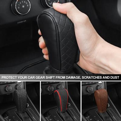 Car Shift Handle Cover PU Leather Non-Slip Wear-resistant Shift Knob Decor Protective Cover Universal Car Interior Accessories