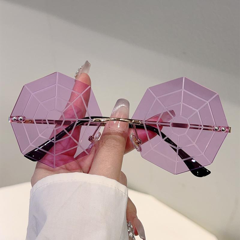 Cobwebs Shaped Sunglasses Men Rimless Stylish Funny Decor Shades Women Ins Trendy Chic Brand Design Rave Sun Glasses