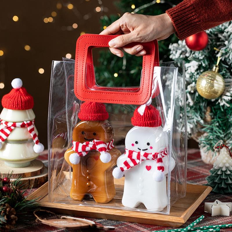 Christmas Gingerbread Man Cup Christmas Gift Drinking Cup Transparent Beverage Juice Milk Coffee Mug Cup Christmas Decorations