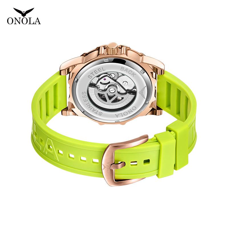 ONOLA ON3833 High-Quality Fashion Men Watch Hollow Full-Automatic Mechanical Watches Women Waterproof Sports Silicon Wristwatch