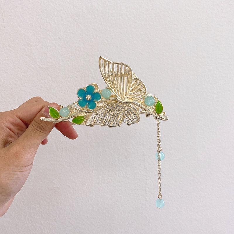 

Элегантная заколка для волос с кисточкой и бабочкой, украшение, модные корейские кристаллы, металлические когти для волос, заколка для волос, женские милые аксессуары для волос, головные уборы