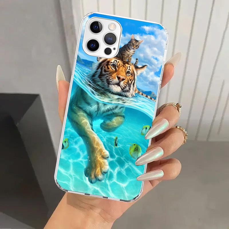 Cool Animal Big Cat Tiger Phone Case for Iphone 17 Air 16 15 Plus 14 13 Mini 12 11 Pro Max 16E 7 8 SE 2020 Soft Funda Print Shel