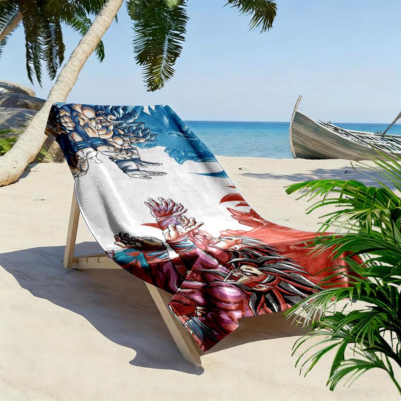 Son Goku Print Beach Towel, Large Soft Quick Dry Towel for Beach Camping Swimming