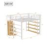 Youth Bed with Safety Stairs Several Shelves Built-in Wardrobe Strong Load Bearing Metal Frame Loft Bed Home Furniture