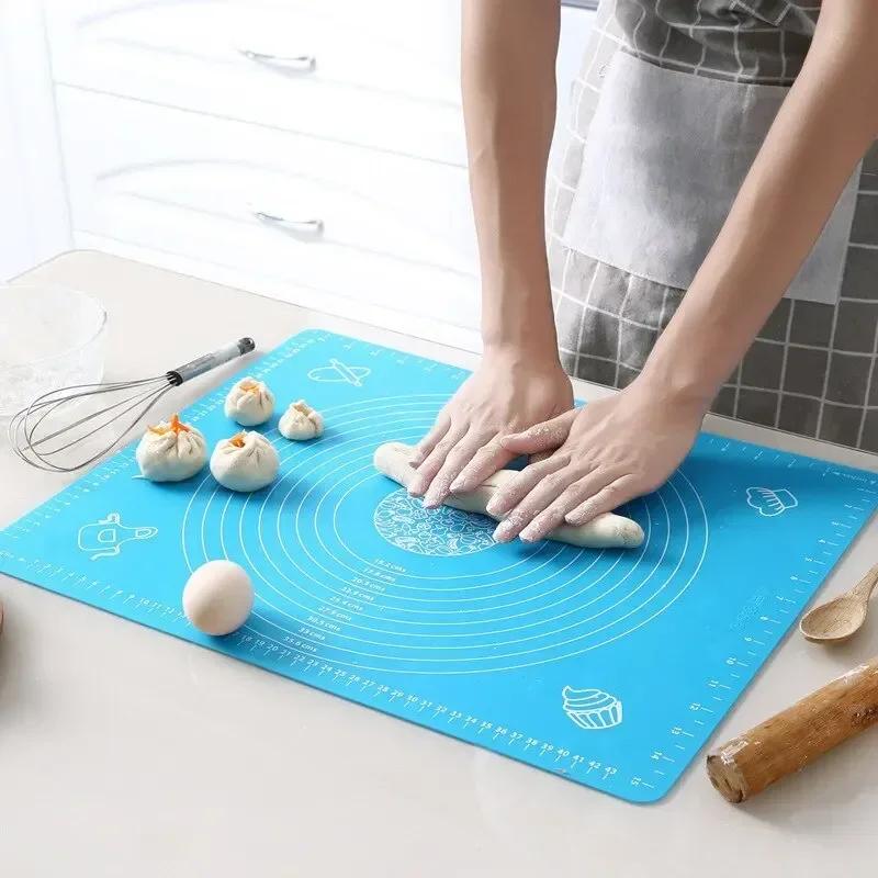 

Pastry Rolling Kneading Cooking Tool Non Stick Silicone Baking Mat Pizza Dough Maker Pad Kitchen 50x40cm синий