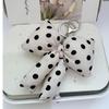 Padded Fabric Bag Pendant Polyester Backpack Handbag Decor Cute Polka Dot Bow Keychain  Gift