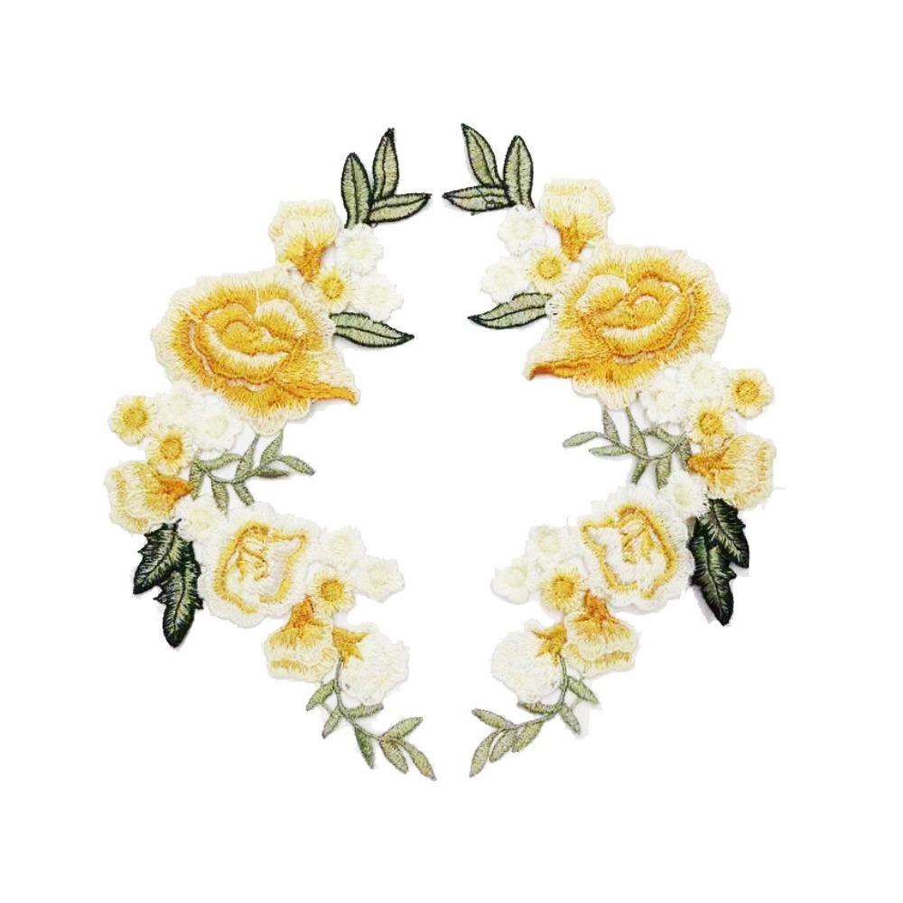 

1Pair Polyester Fiber Embroidery Flower Patch DIY Handmade Clothing Accessories Sew On Patch Embroidery Repair Patch Jeans жёлтый