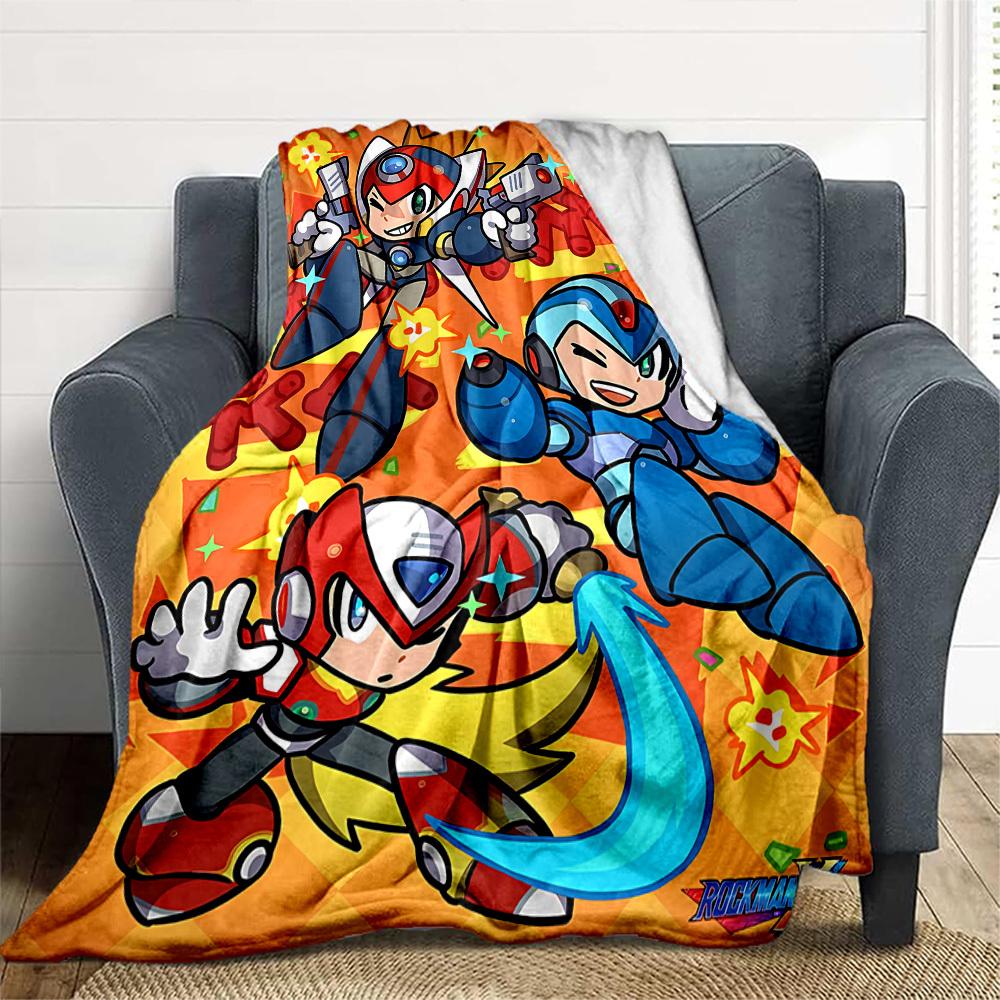 1pc Mega Man Dive All-Season Comfort, Outdoor Flannel Blanket - Soft, Warm & Cozy for Naps, Camping & Travel 020