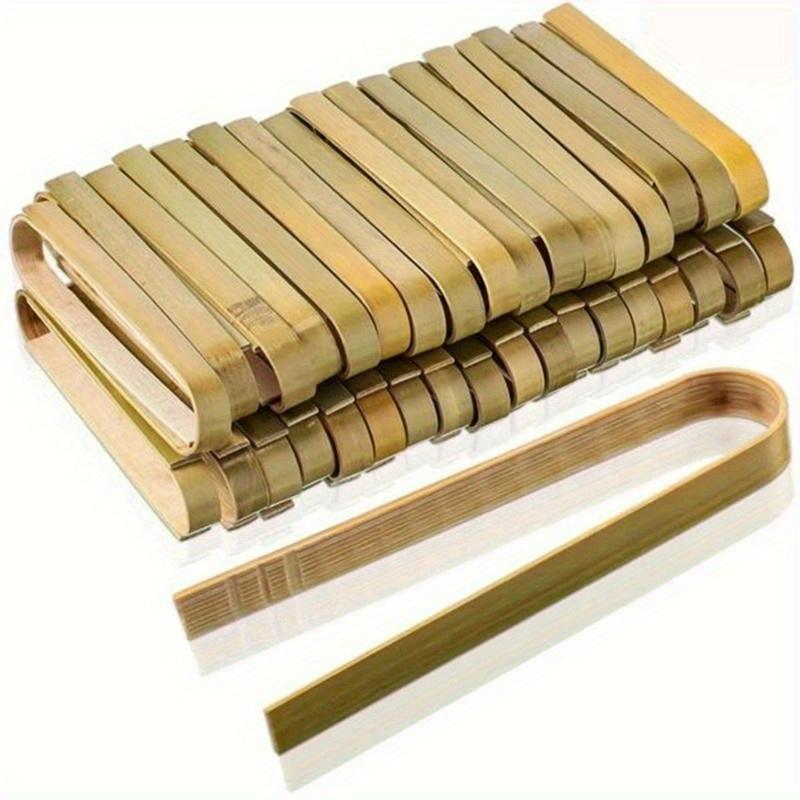 10pcs Mini Bamboo Disposable Bread Tongs Toast Tongs Disposable Cooking Tongs Food Serving Clips For Hotel/Restaurant 25g/35g/50g/65g