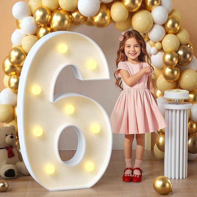 

Large Digital KT Board with Luminous Number Lights for Birthday and Easter Decor Warm Light