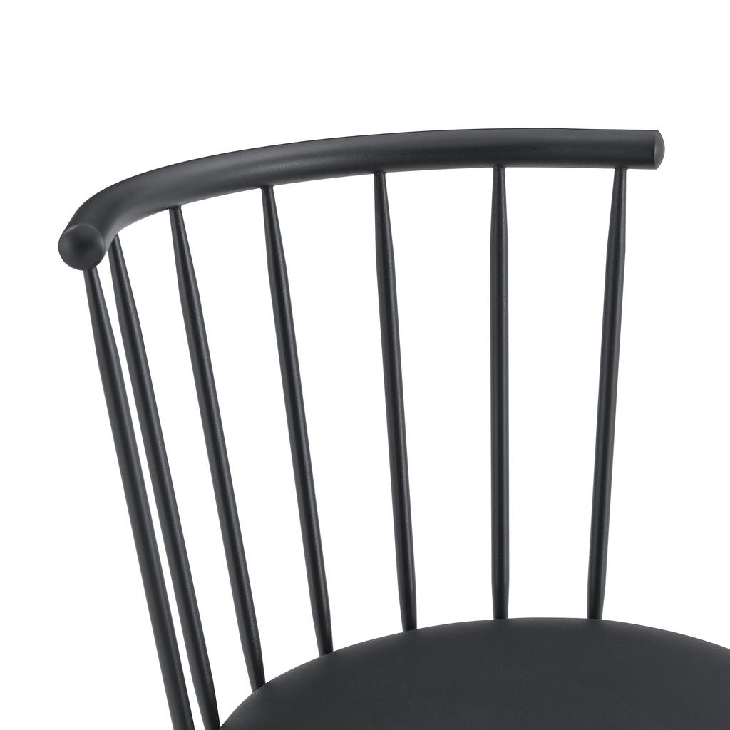 Modern Metal Bar Stool in Windsor Style with Upholstered Seat for Kitchen Islands, Bars, Restaurants; Bar Height; Vintage and Minimalist Style
