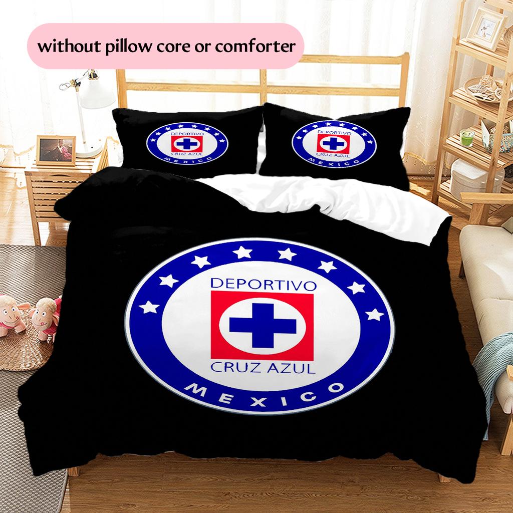 Cruz Azul Pattern Bedding Home Decoration Birthday Gift (1 * duvet cover + 2 * pillowcase, without core)
