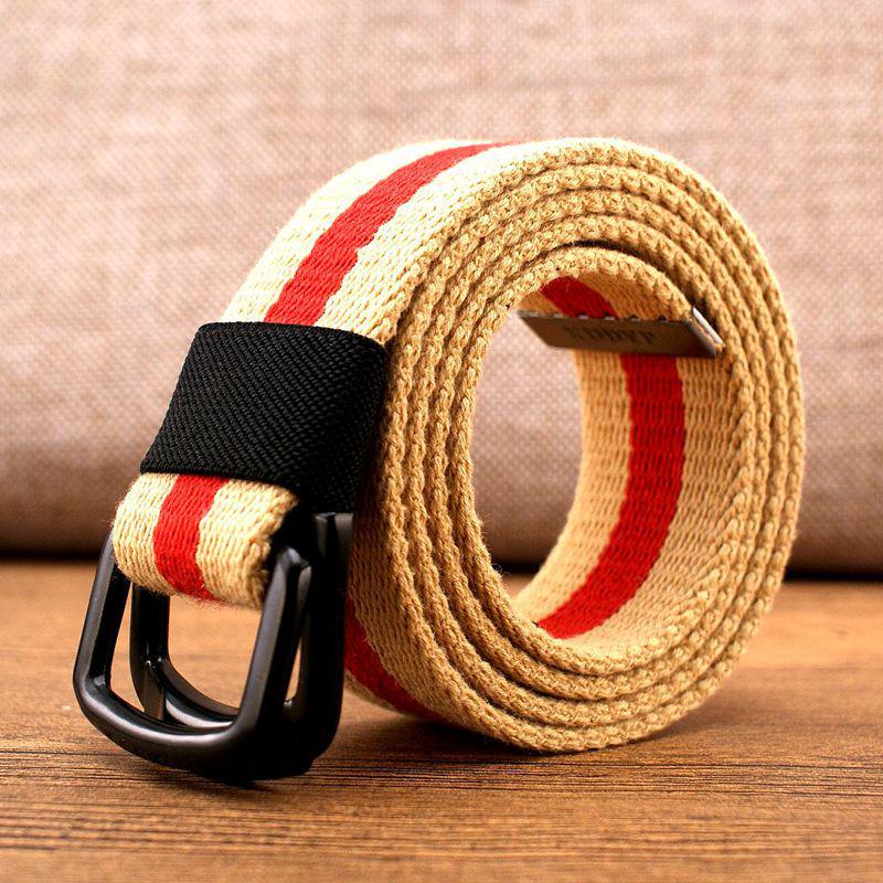 Men's Canvas & Leather Double Ring Stretch Belt