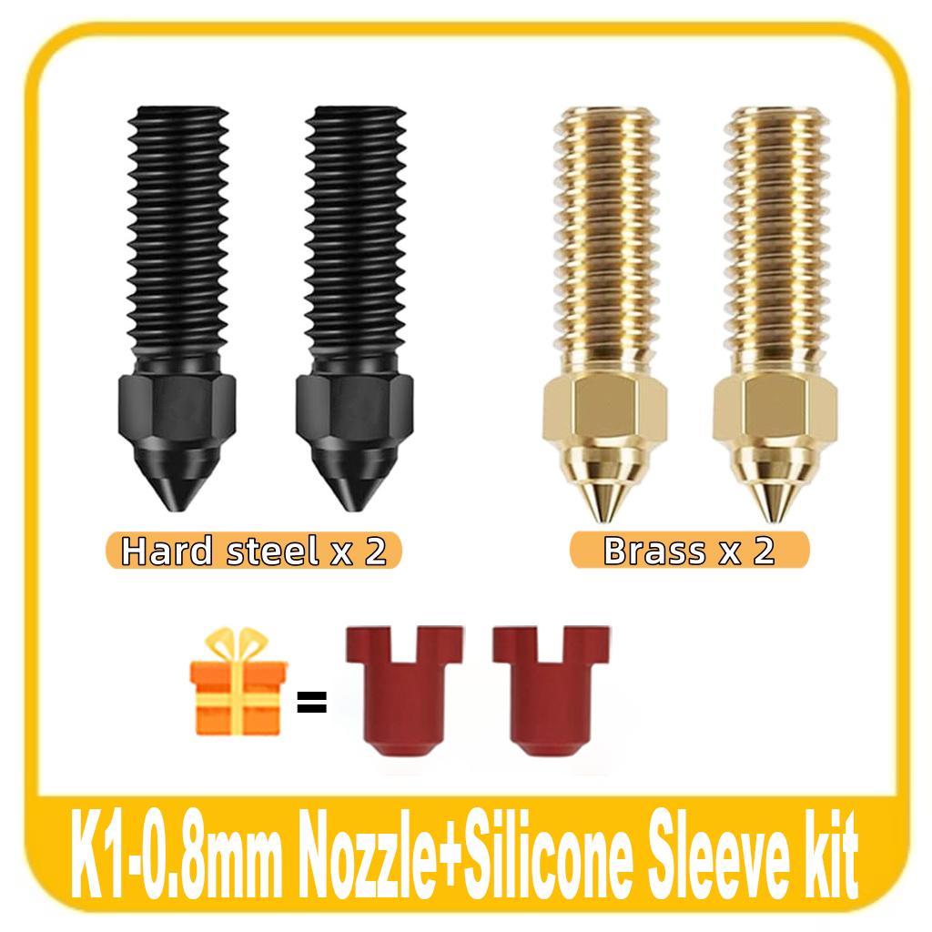 Creality Official K1/K1 Max Nozzle Kit Brass/Hardened Steel 6PCS Nozzles High Temperature Resistance for Ender 3 V3 KE/CR-10 SE