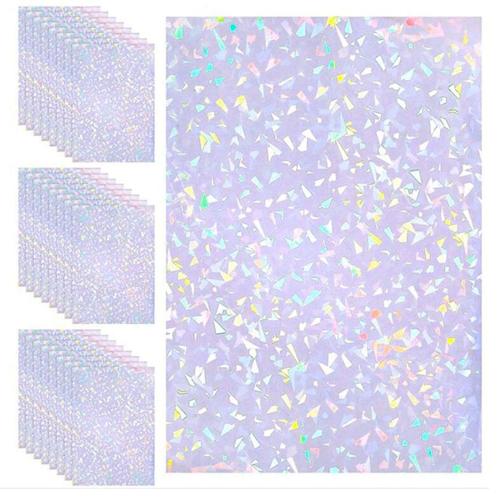 Holographic Glitter Laser Self Adhesive Waterproof  Vinyl Stickers A4 Size Overlay Photos Windows Laptops Decorations 10pcs Sets