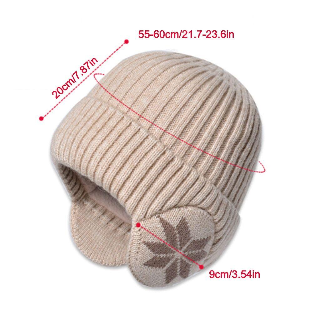 Casual Soft Snowflake Knitted Hat Thickened Keep Warm Winter Plain Hats Windproof Ear Protection Hat Unisex