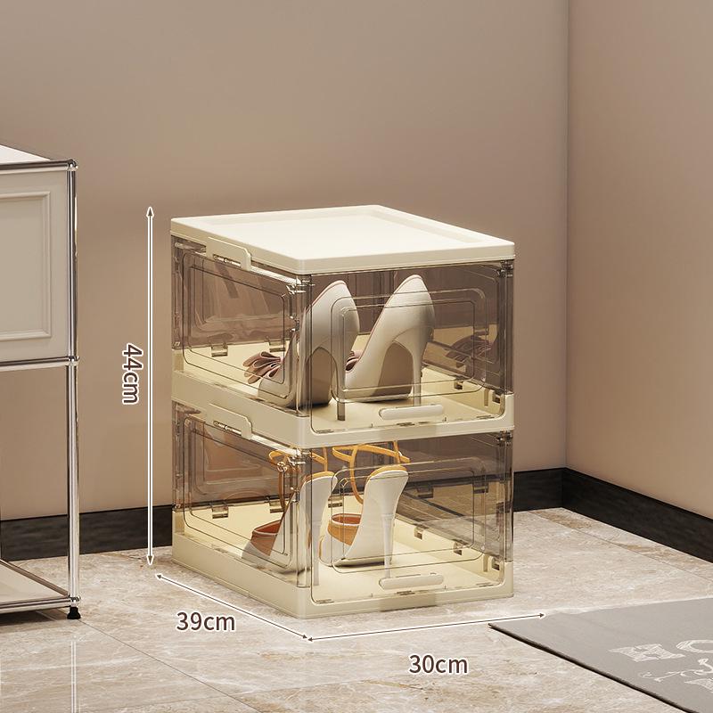 Clear Foldable Luxury Shoe Cabinet with Flip-Top Dustproof Design for Sneaker Storage