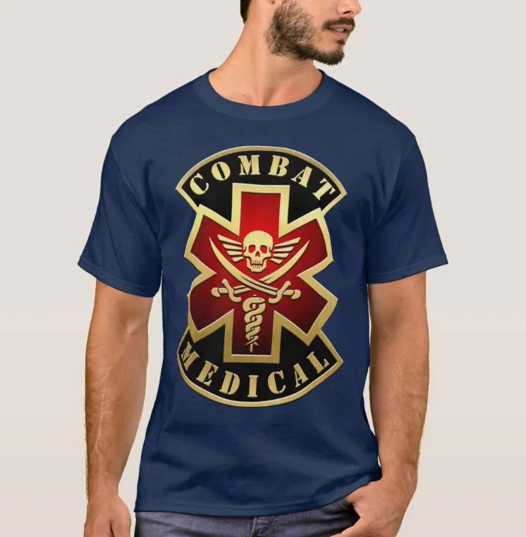Combat Skull & Swords Cross Star of Life Patch T-Shirt. Premium Cotton Short Sleeve O-Neck Mens T Shirt New S-3XL