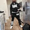 European and American Street Fashion Goth Punk Hip-hop Casual Drawstring Sportswear Set Y2k Hooded Set