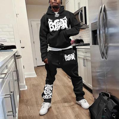 European and American Street Fashion Goth Punk Hip-hop Casual Drawstring Sportswear Set Y2k Hooded Set