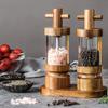Salt and Pepper Grinder Set Natural Acacia Wood Salt Pepper Mill Manual Abrader Refillable Adjustable Coarseness