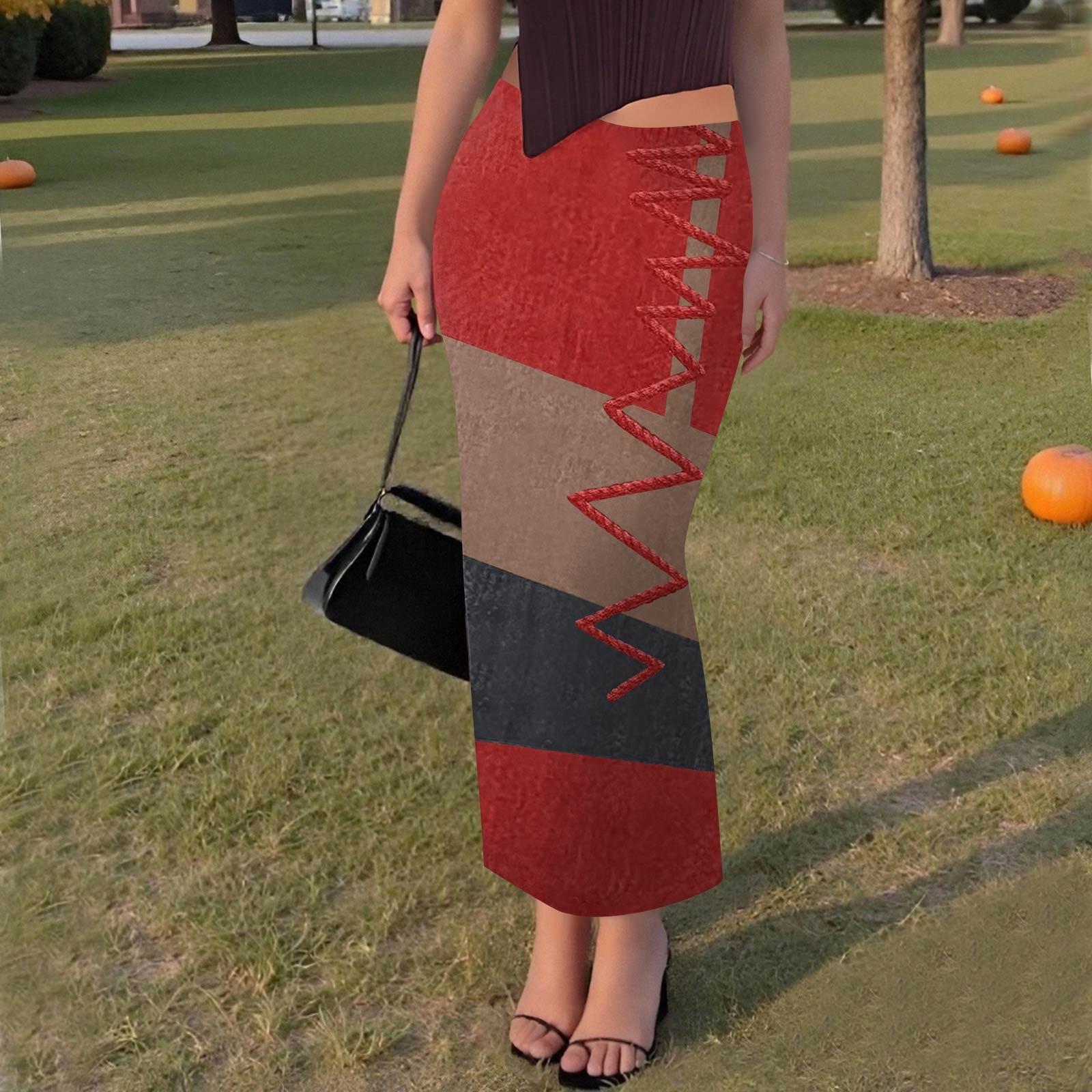 

Женская повседневная модная юбка с разрезом «рыбий хвост» с градиентным принтом, эластичная узкая юбка до середины тела XL красный